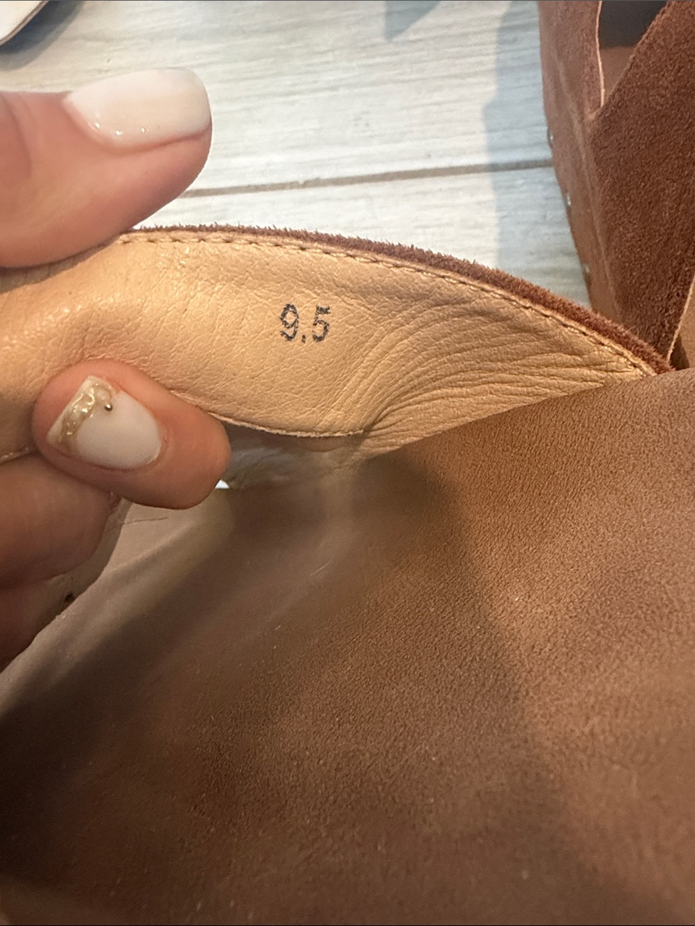 Tan Suede Double-Buckle cork Slide platform Sandal - Picture 9 of 9